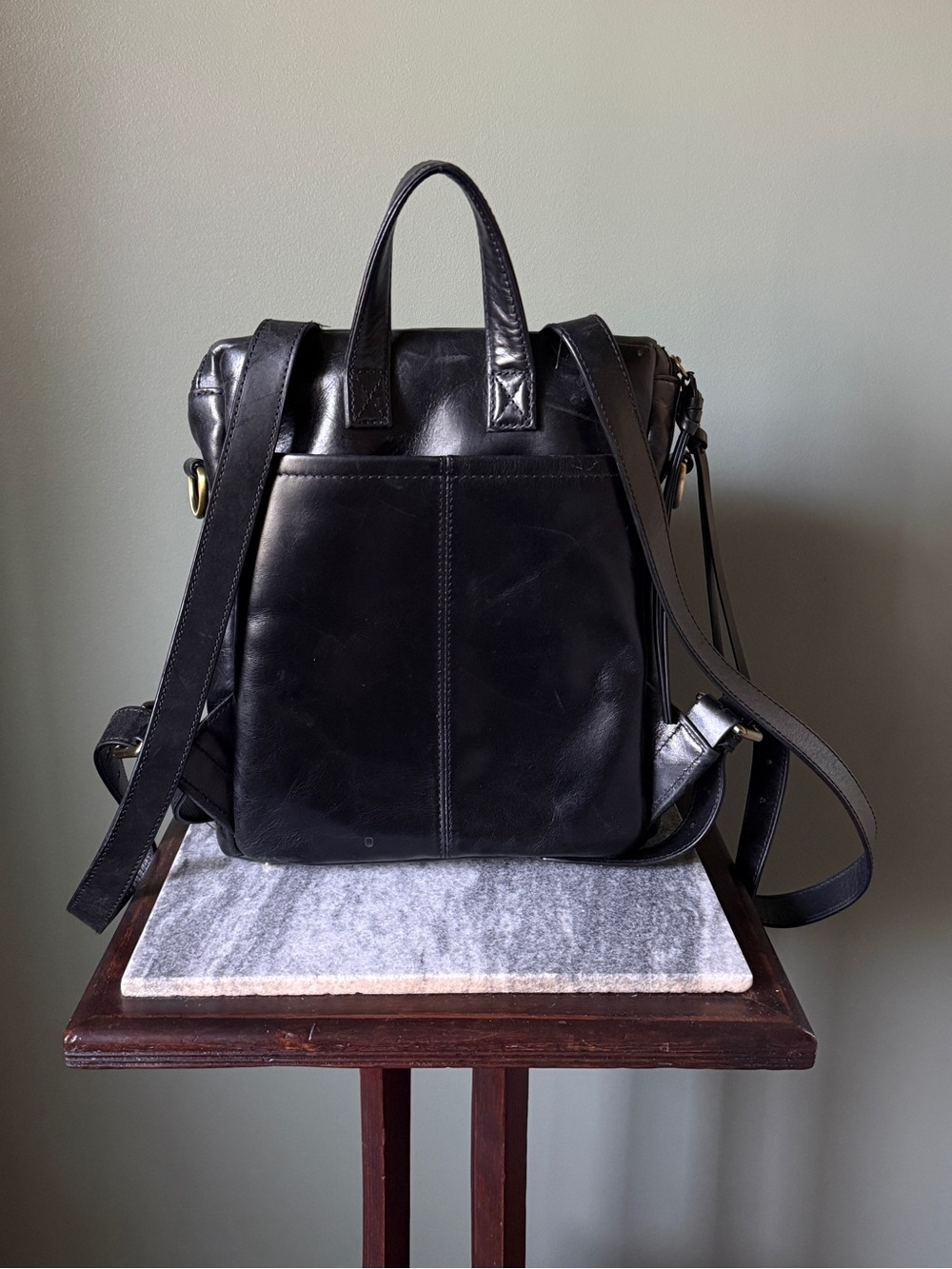 AZARIA - La Mère Luxe Leather Backpack Petite - Black - Picture 4 of 15
